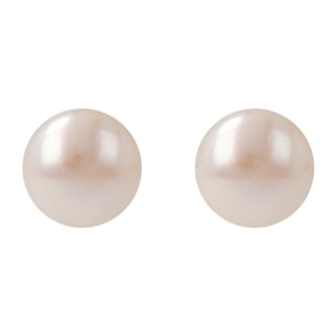 Orecchini a Bottone in Argento con Perle d'Acqua Dolce Rosa Ø 9/9.5 mm