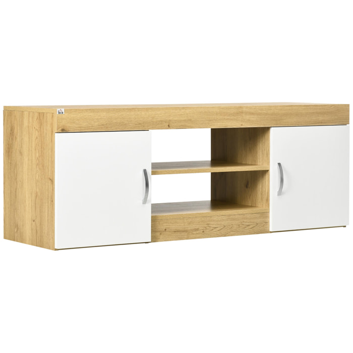 Mueble de TV Mueble para Salón Moderno con 2 Puertas con Tirador y Almacenamiento de 2 Niveles para Televisores de hasta 60 Pulgadas para Dormitorio 130x39,6x48 cm Natural