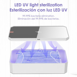 Sterilizzatore UV LED con caricabatterie wireless e specchio per il trucco