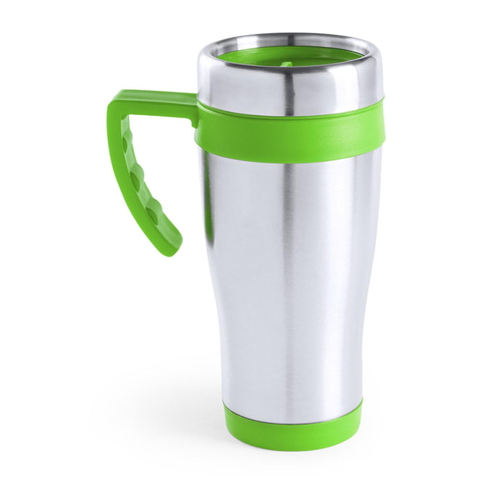 Carson taza de acero inox de 450ml de capacidad con cuerpo de acabado brillante con accesorios a juego.