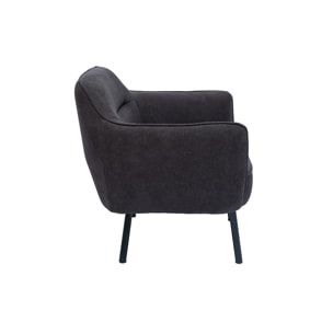 Fauteuil design en tissu effet velours gris foncé et métal noir LAURENS