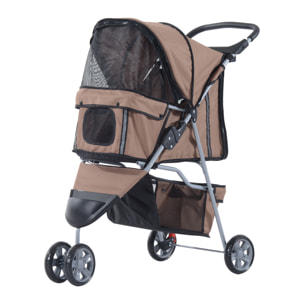 Cochecito Plegable con Ruedas 360Âº de Oxford 75x45x97cm Café
