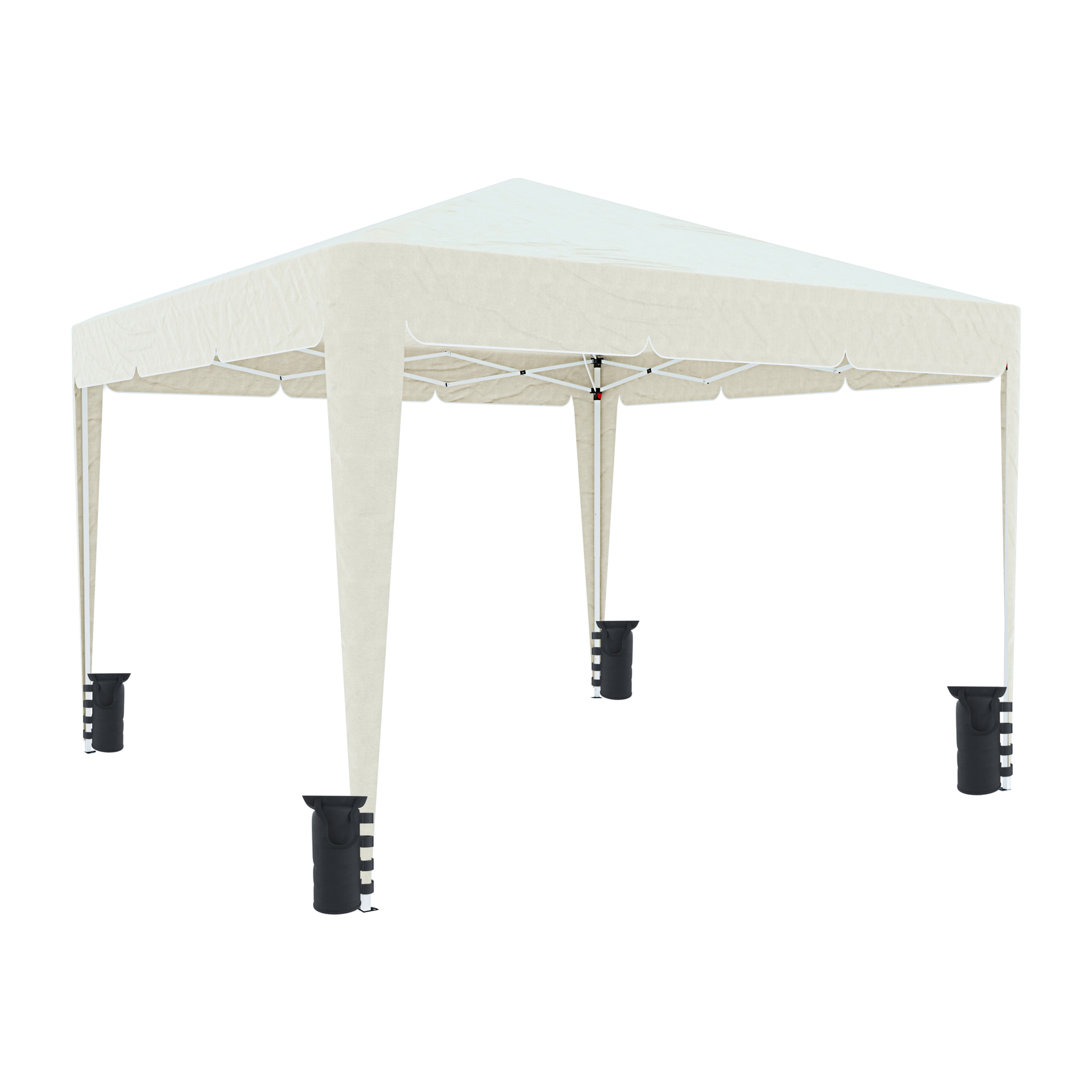 Gazebo Pieghevole Impermeabile 3 x 3 M Da Giardino Con 4 Sacche Pesi Sacca Trasporto Chiusura Fisarmonica Struttura Acciaio Copertura 160 gr/m² Beige