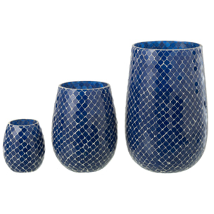 J-Line bougie parfumée Mia Mosaique - Juniper Love - verre - bleu - large - 230H