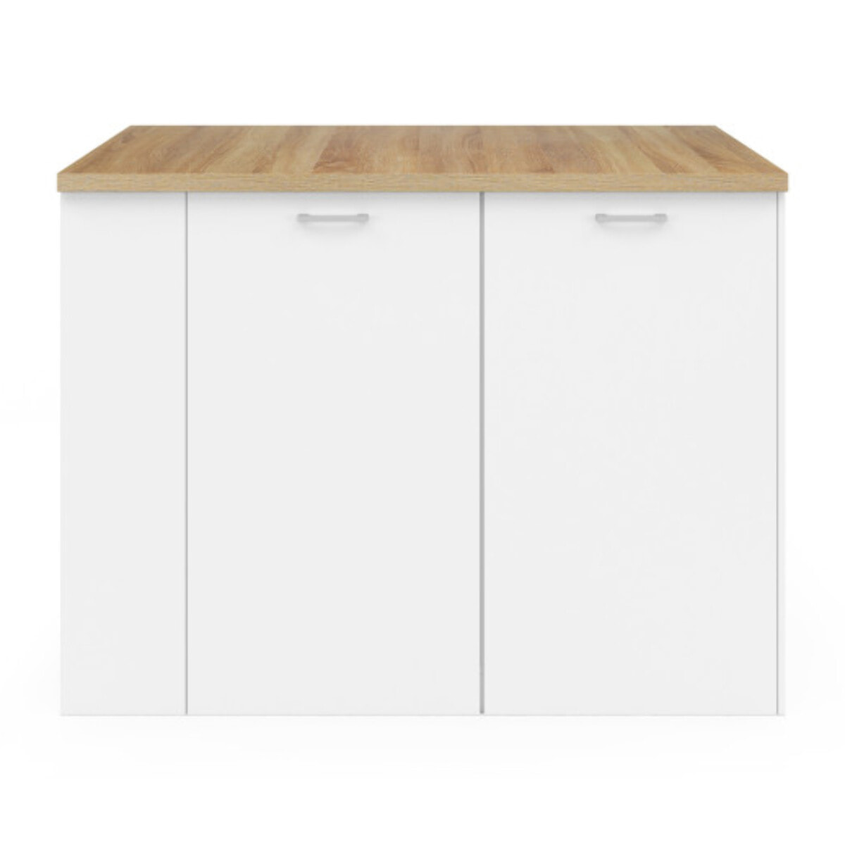 Ilot central de cuisine Dario avec rangements - Bois - Blanc