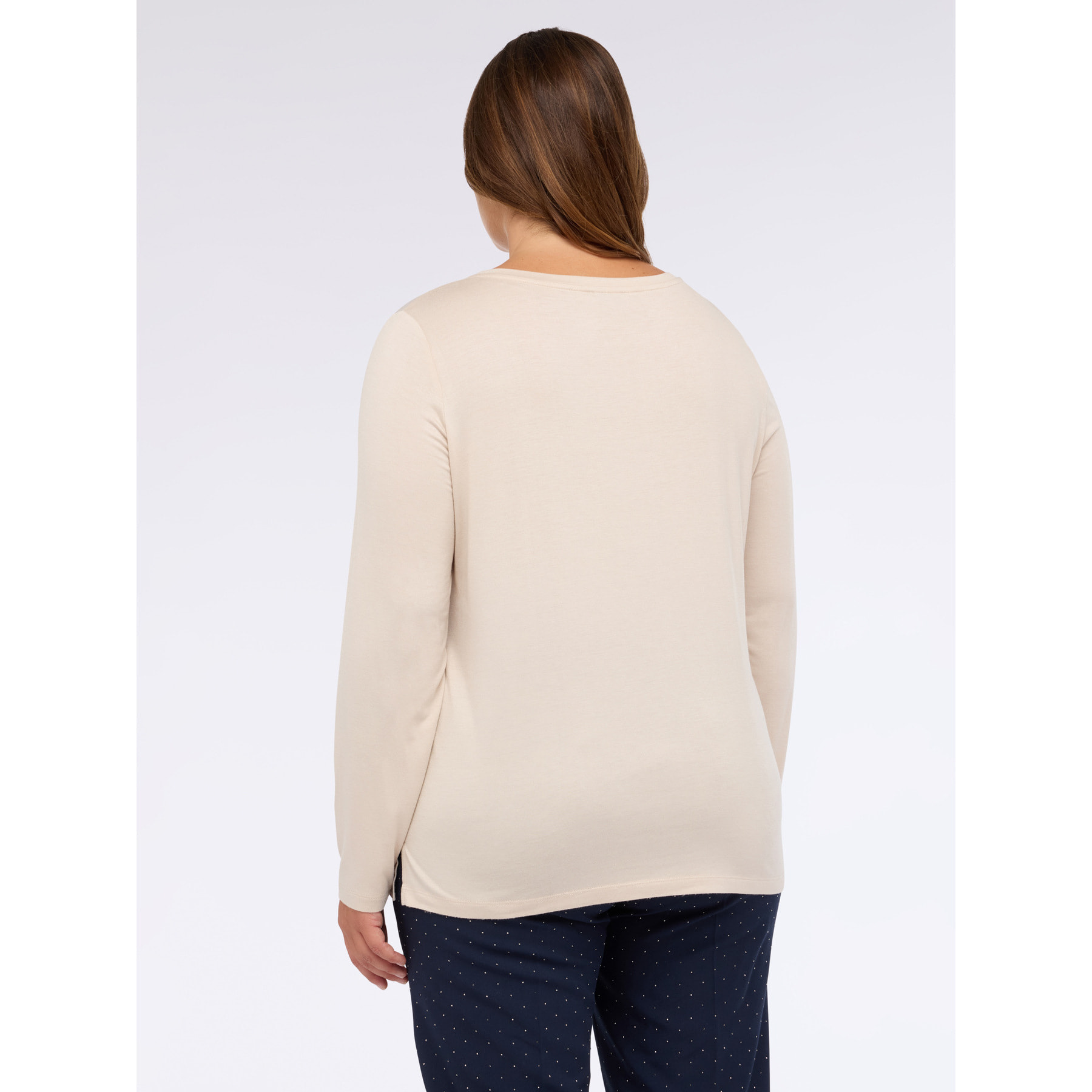 Fiorella Rubino - Camiseta bimatérica de manga larga - Beige