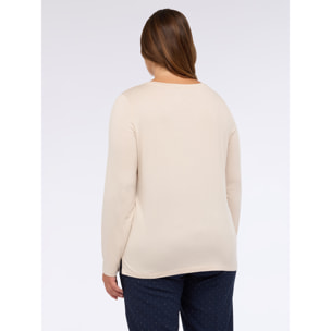 Fiorella Rubino - Camiseta bimatérica de manga larga - Beige