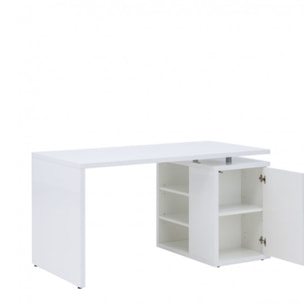 Bureau avec rangement blanc laqué moderne - BROOK