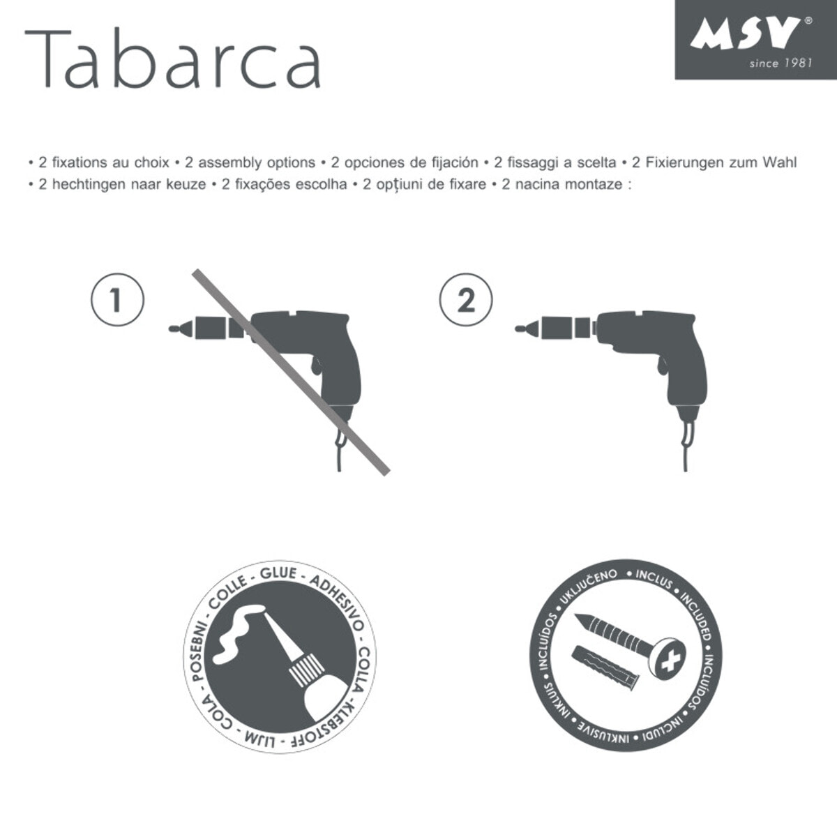 Etagère de douche à  fixer TABARCA Alu & Verre MSV