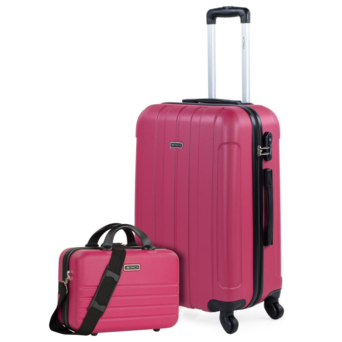 Trolley Mediano 60 Cms Y Neceser Itaca Diamond Fresa