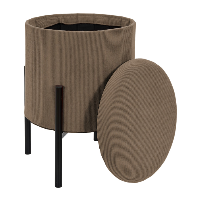 Lot de 4 Poufs - HOME DECO FACTORY - Jules - Rangement - Côtelé - Taupe