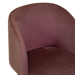 Poltrona Ruby Vacchetti in velluto rosa antico con struttura nera cm56,5x54h81