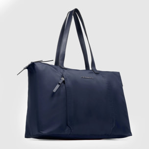 Piquadro Borsa porta pc pieghevole in tessuto riciclato e pelle