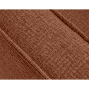 Jake - canapé panoramique d'angle droit 7 places convertible avec coffre en tissu velours relief - Terracotta