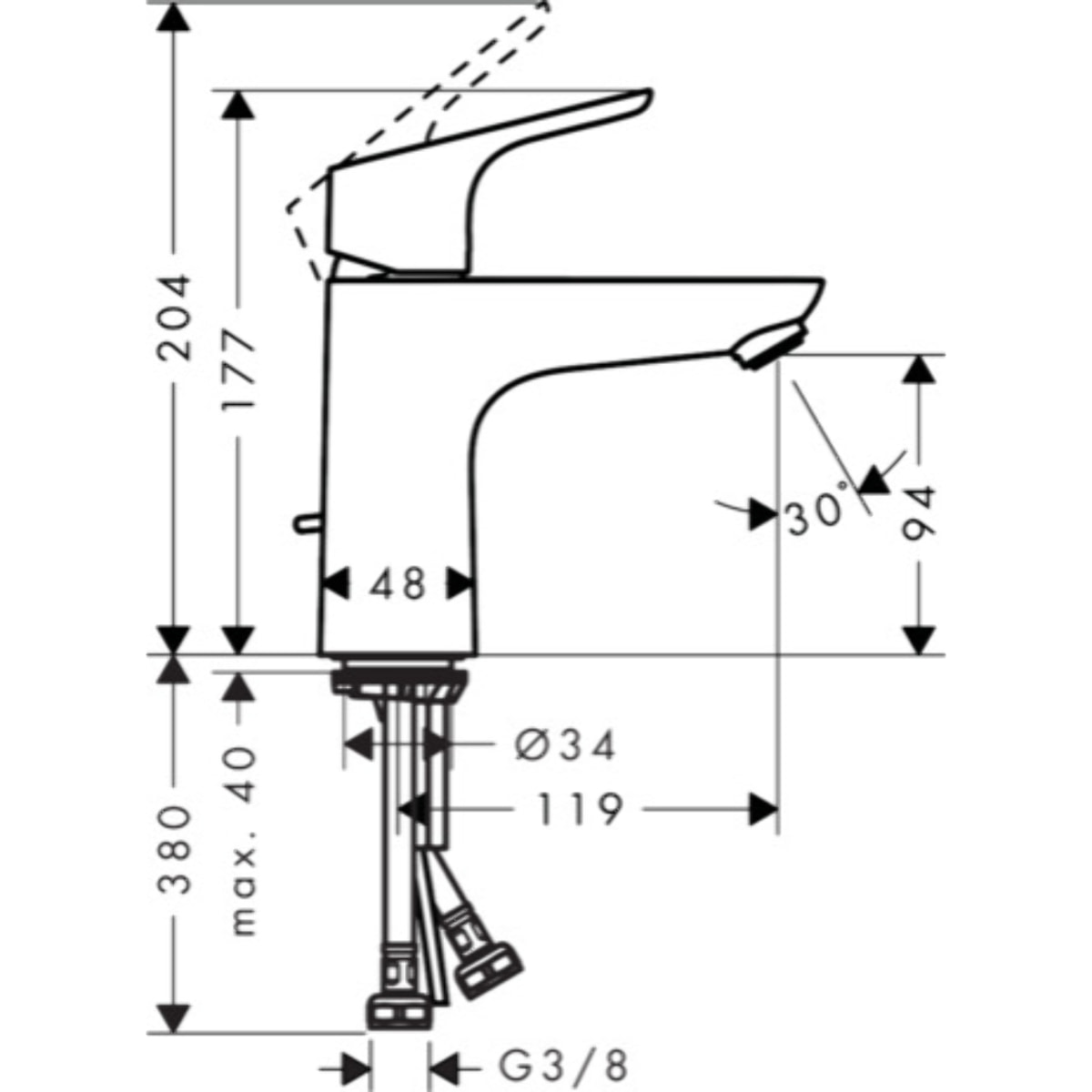 Mitigeur de lavabo HANSGROHE Focus CH3 CoolStart, avec tirette et vidage chromé - 31621000