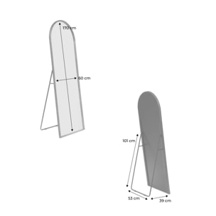 Miroir arche sur pied bois d'hévéa pied en acier 170cm LIAM