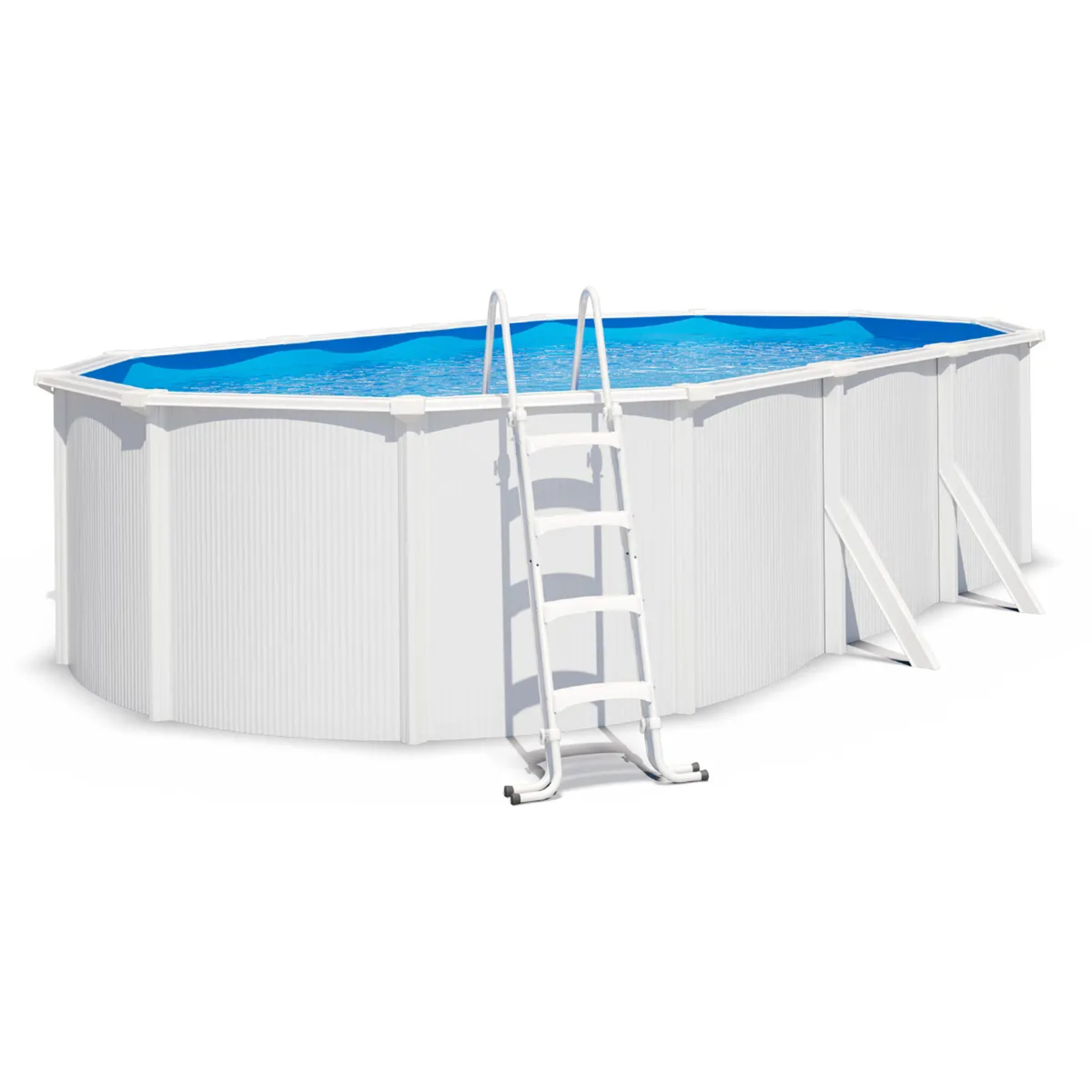 Piscine hors sol acier ovale 6,10 x 3,65 x 1,32 m blanche SAPHIR