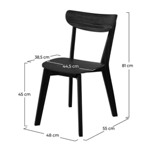 Lot de 2 chaises en bois d'hévéa noir - Tabata