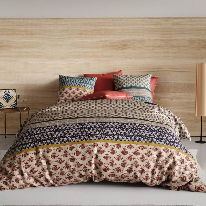 Parure housse de couette + 2 taies 100% coton 71fils manille
