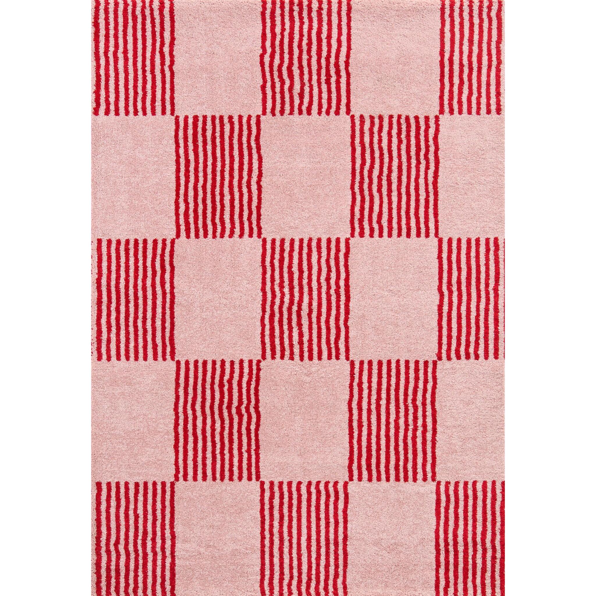 GROOVY - Tapis rétro coloré style seventies - Confortable et moelleux - Rouge