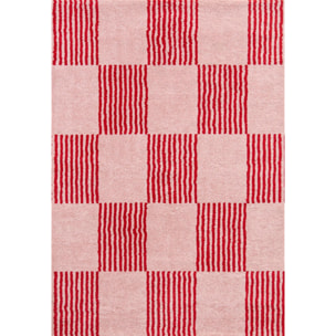 GROOVY - Tapis rétro coloré style seventies - Confortable et moelleux - Rouge