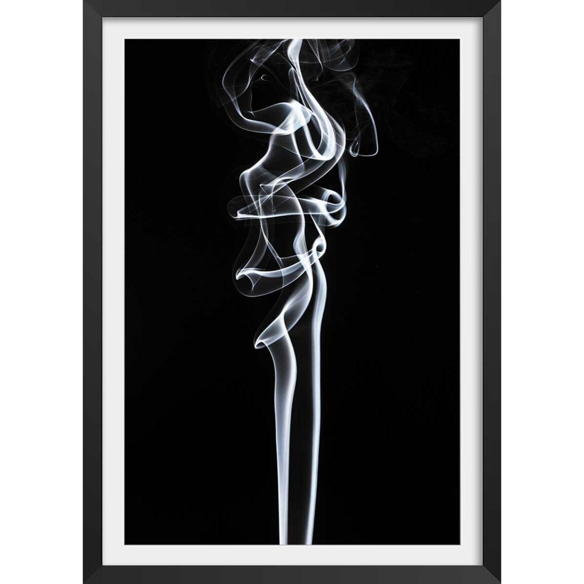 Poster white smoke sensual Affiche + cadre en bois - Noir