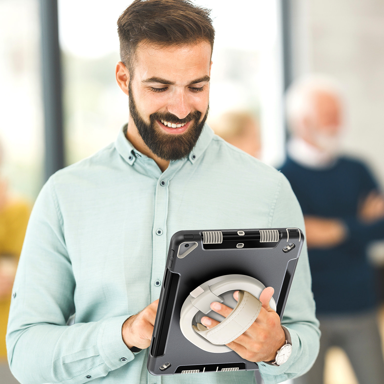 DAM Custodia Rugged Armor per iPad 10,2 pollici. 360°, serie A, seconda generazione. Con maniglia. 18,5x4x26,5cm. Colore nero