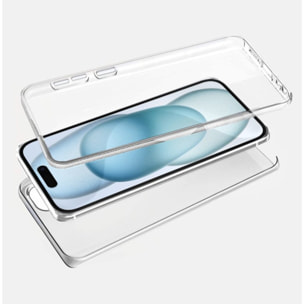 Coque iPhone 15 360° intégrale Protection avant et arrière silicone transparente