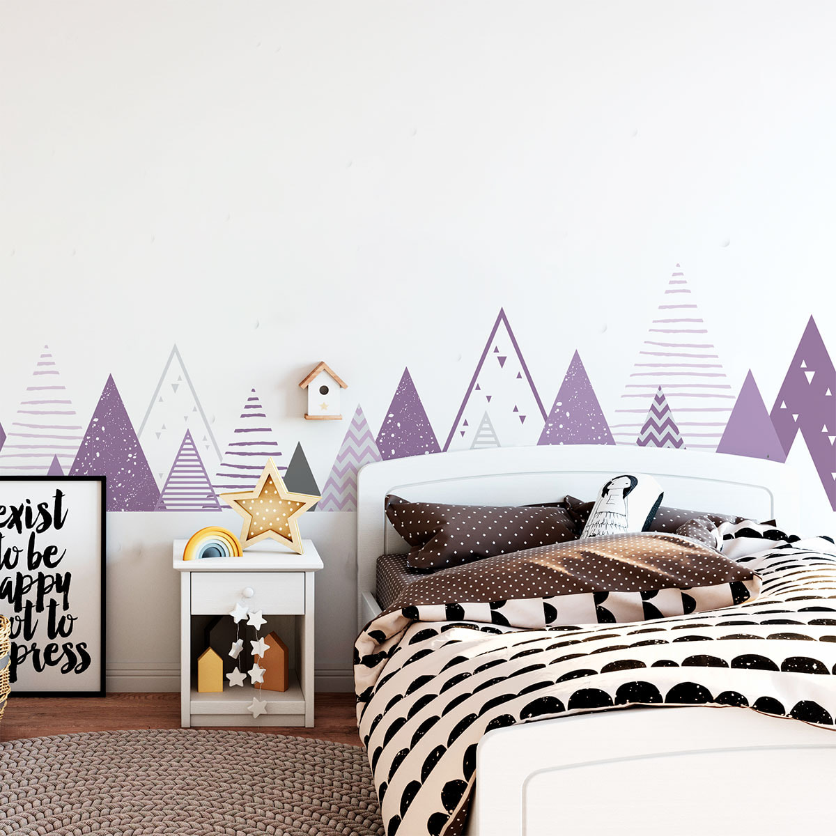 Stickers muraux enfants - Décoration chambre bébé - Autocollant Sticker mural géant enfant montagnes scandinaves RIMKERA