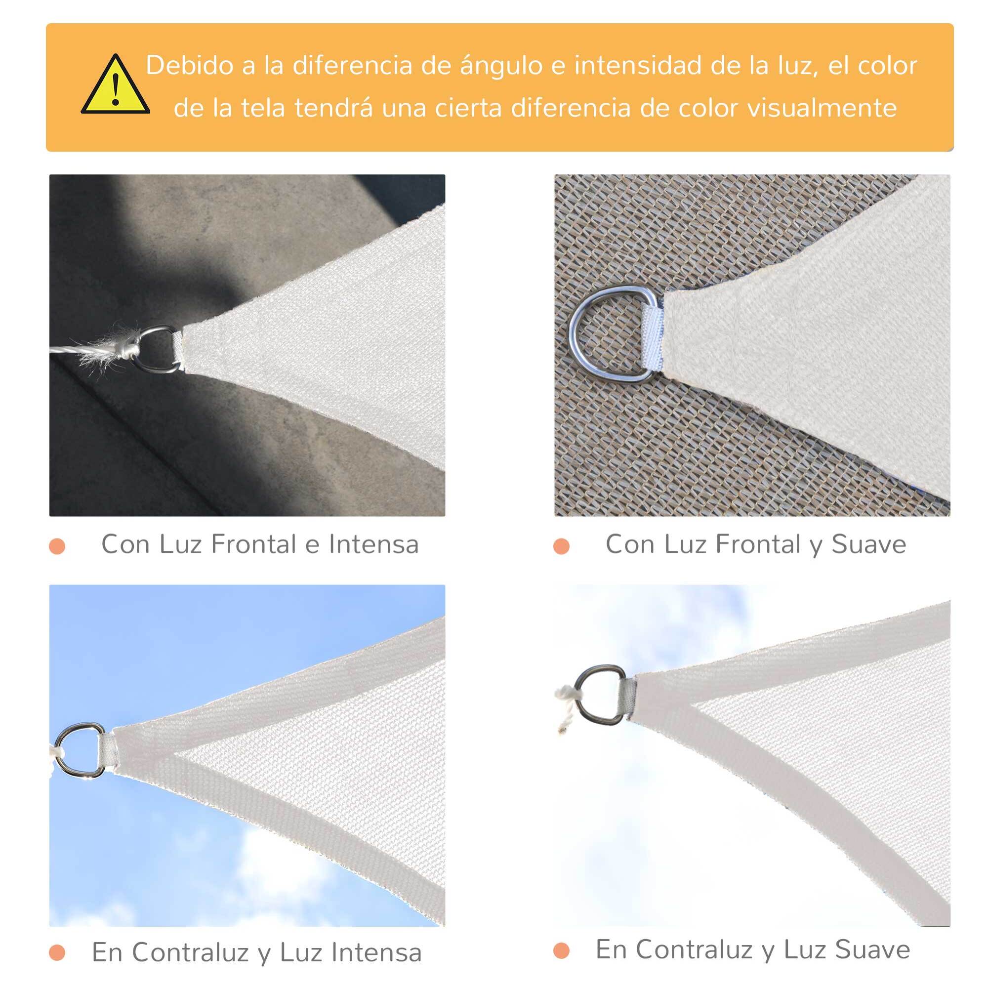 Toldo Vela cuadrado Protección UV de HDPE 4x6m Crema