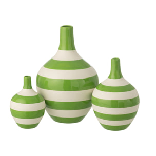 J-Line Vase Ligné - porcelaine - blanc/vert - set de 3