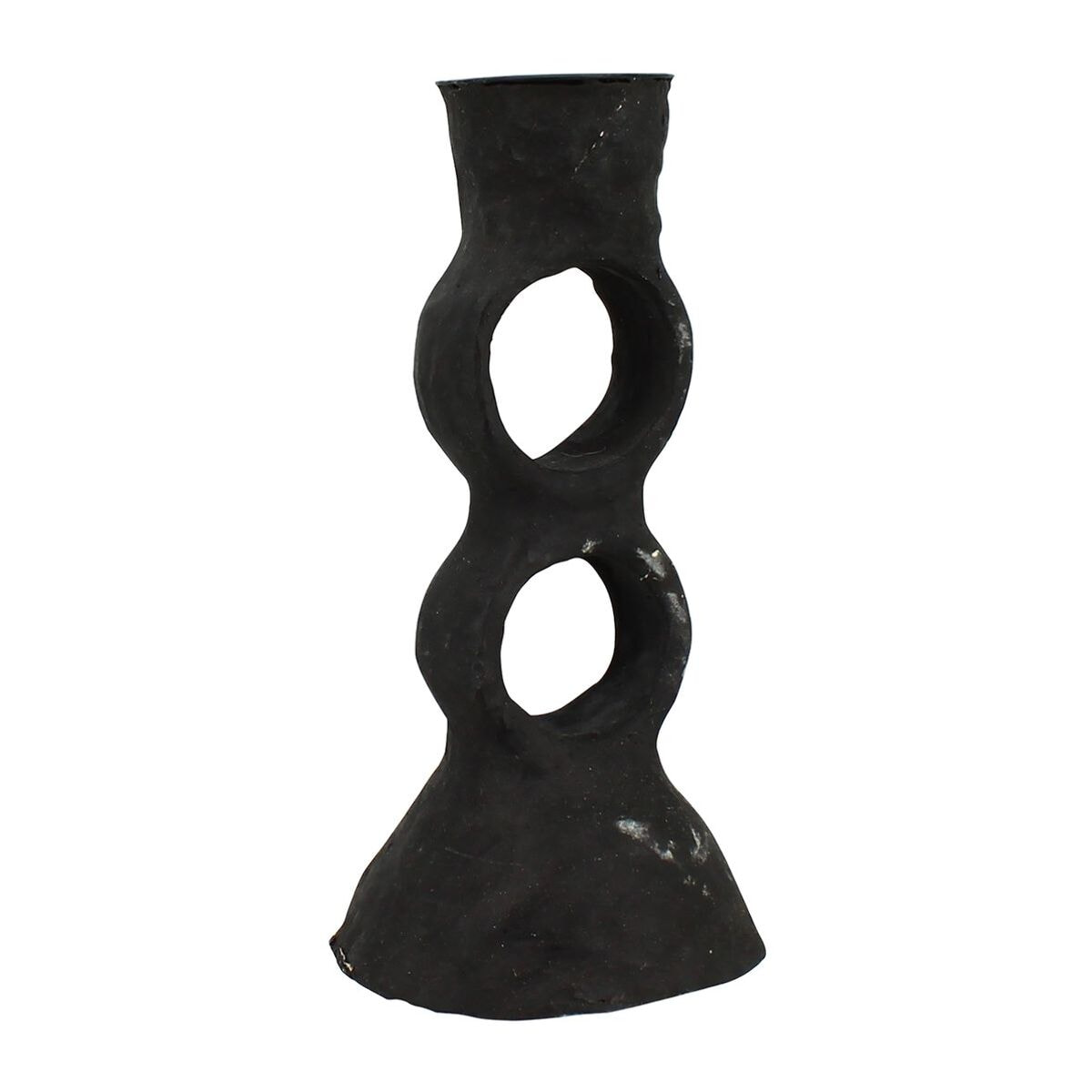 Bougeoir en papier maché noir MENARA