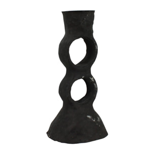 Bougeoir en papier maché noir MENARA