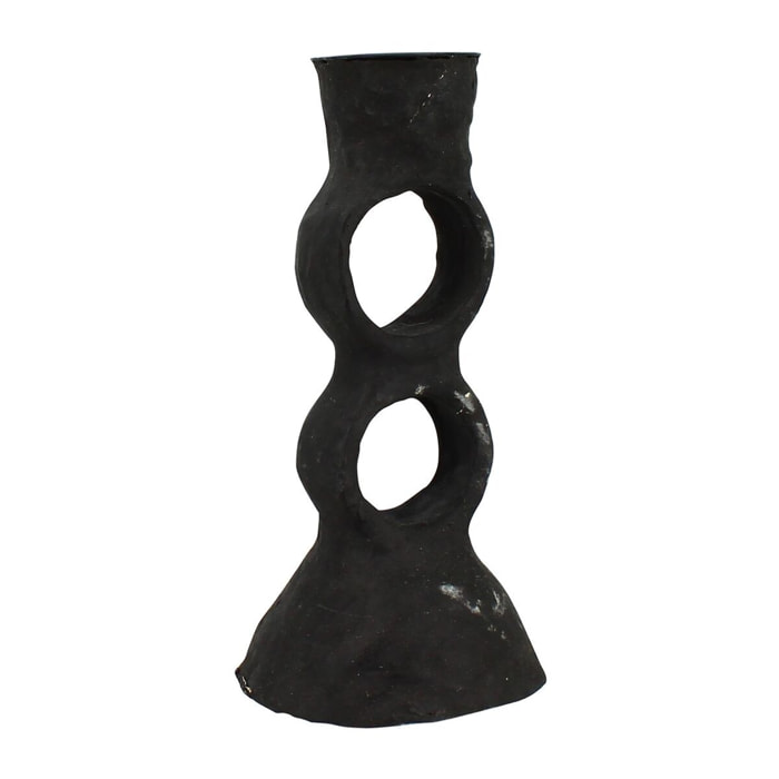Bougeoir en papier maché noir MENARA