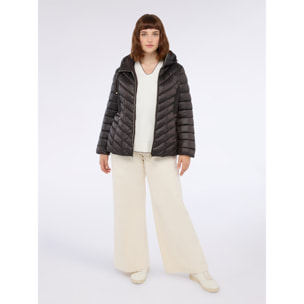 Fiorella Rubino - Piumino trapuntato con cappuccio - Marrone