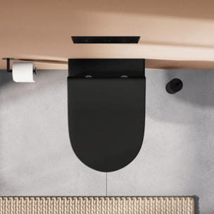 Cuvette suspendue sans bride Sento noir mat + abattant frein de chute déclipsable