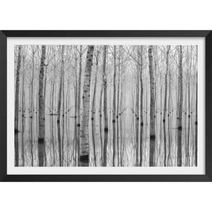 Affiche nature automnale pieds dans l'eau Affiche + cadre en bois - Noir