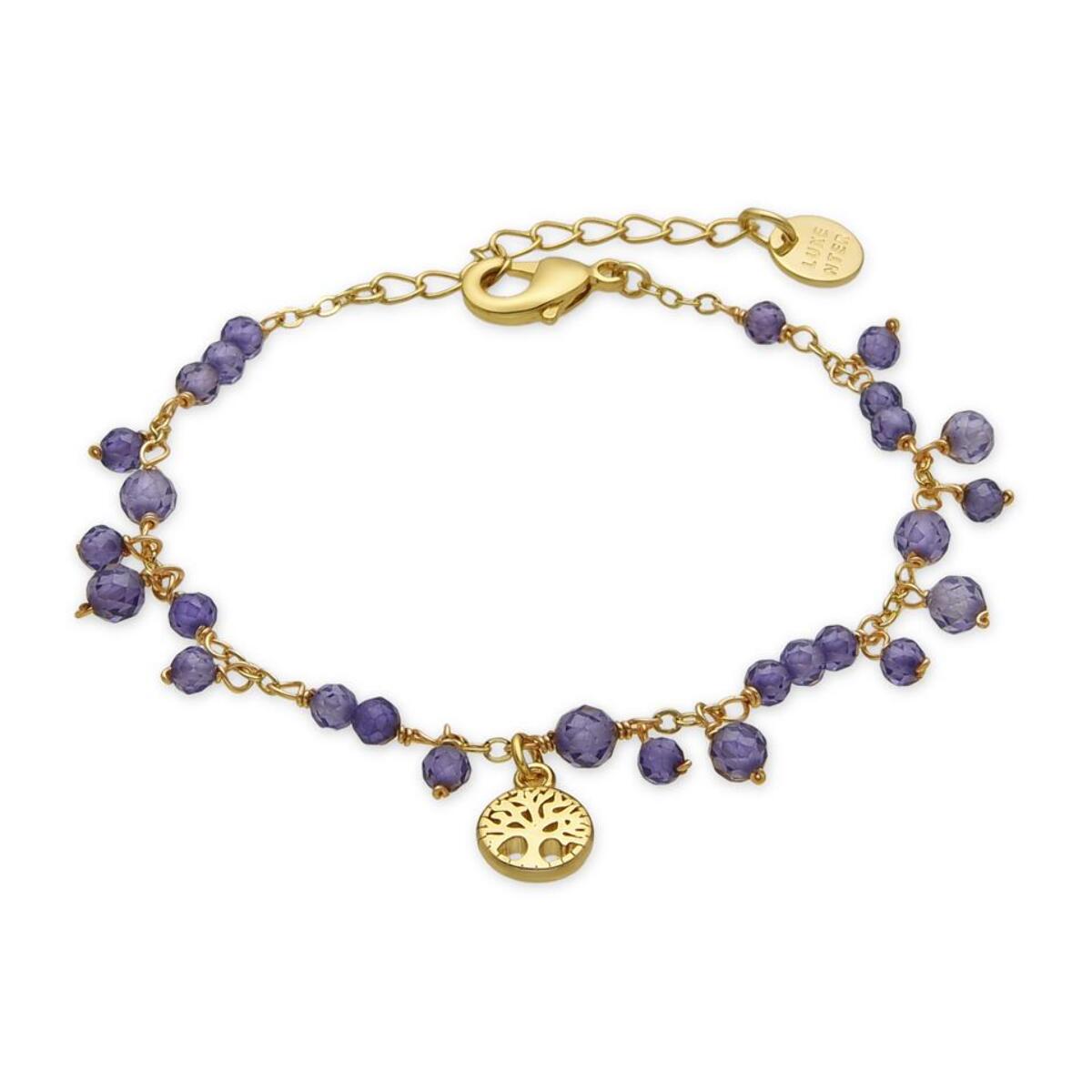 Pulsera con Cristal Morado acabado oro 18k