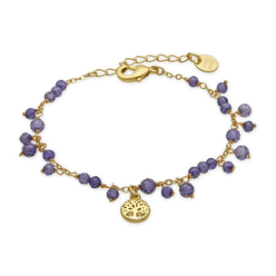 Pulsera con Cristal Morado acabado oro 18k