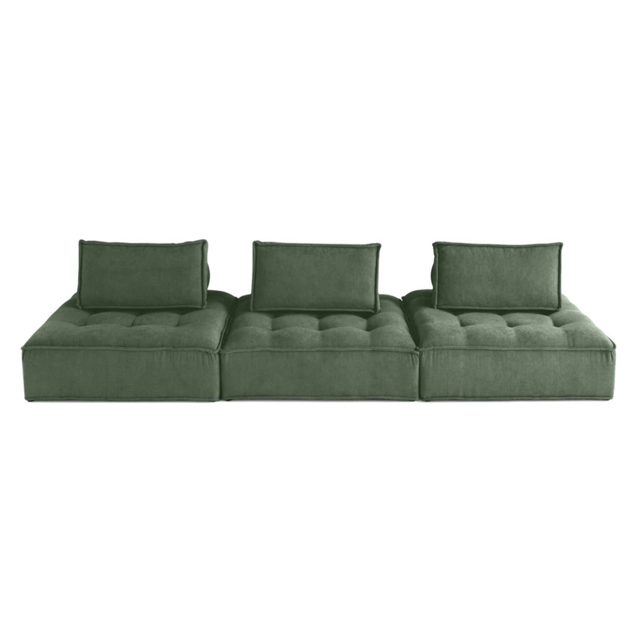 Marisol - canapé modulable droit 3 places - velours texturé - Vert