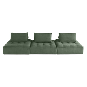 Marisol - canapé modulable droit 3 places - velours texturé - Vert