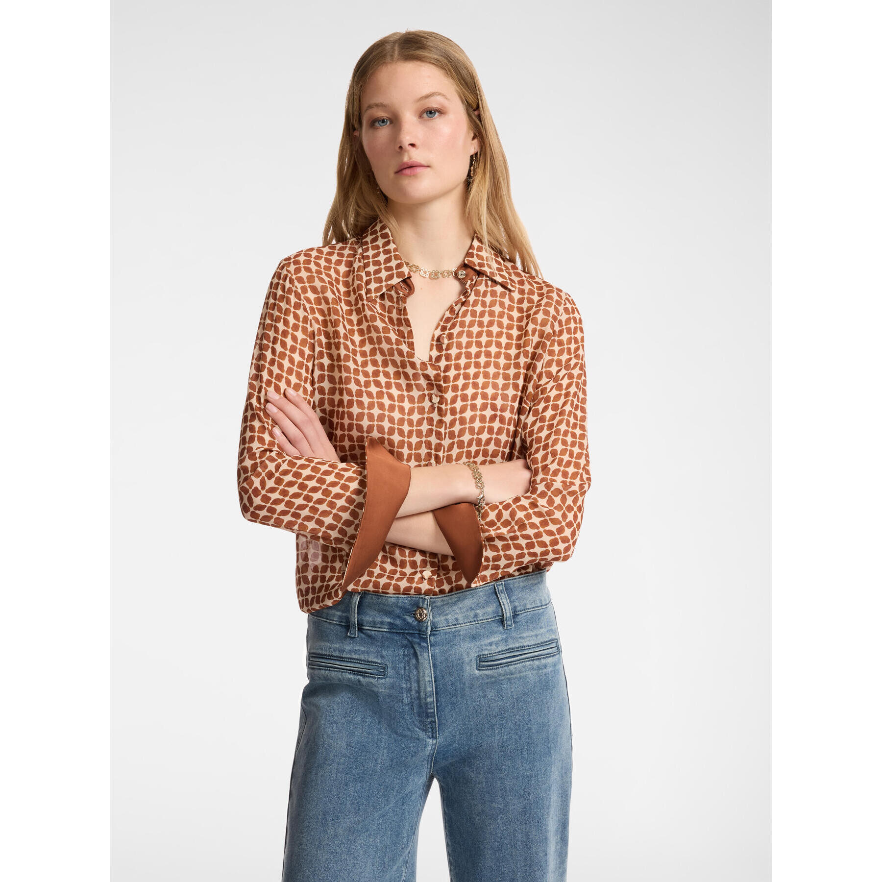 Elena Mirò - Camisa con estampado geométrico - Marrón