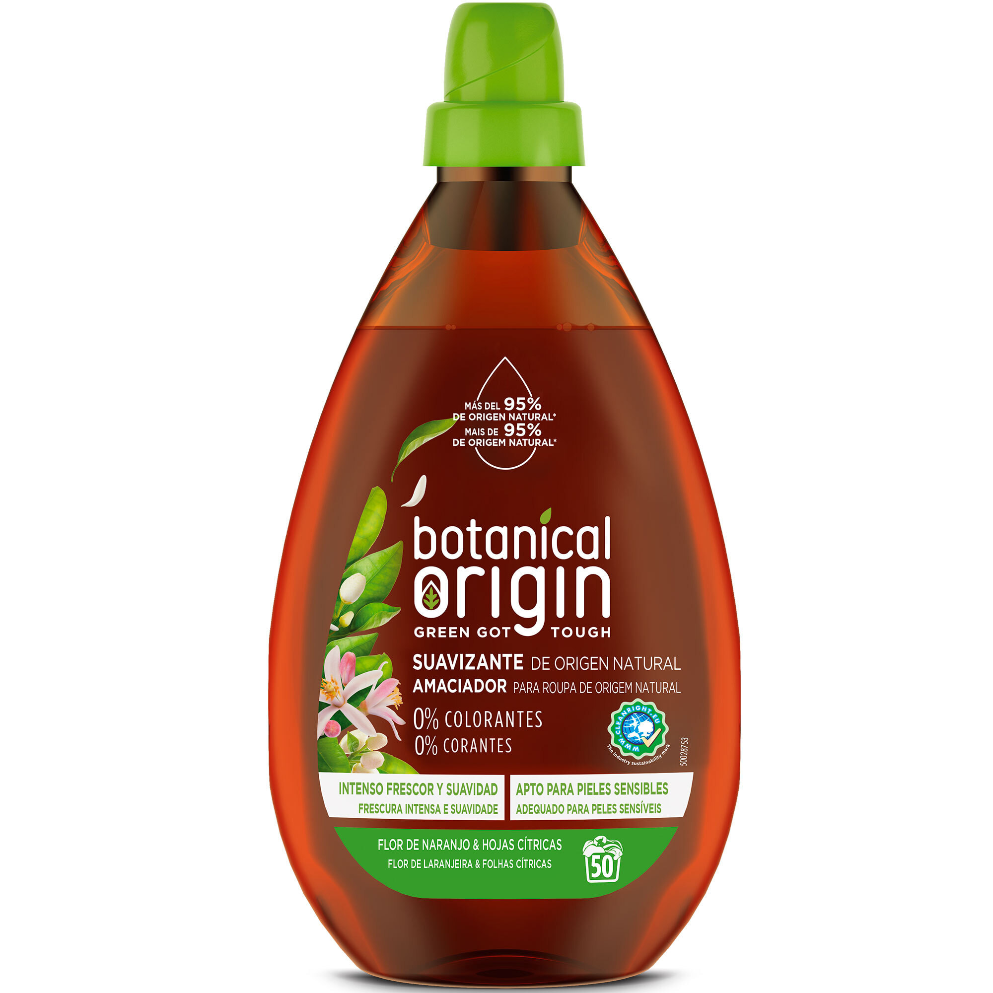 Botanical Origin Suavizante para ropa ecológico Fragancia Flor de naranjo y hojas cítricas 150 lavados (3x50 dosis)