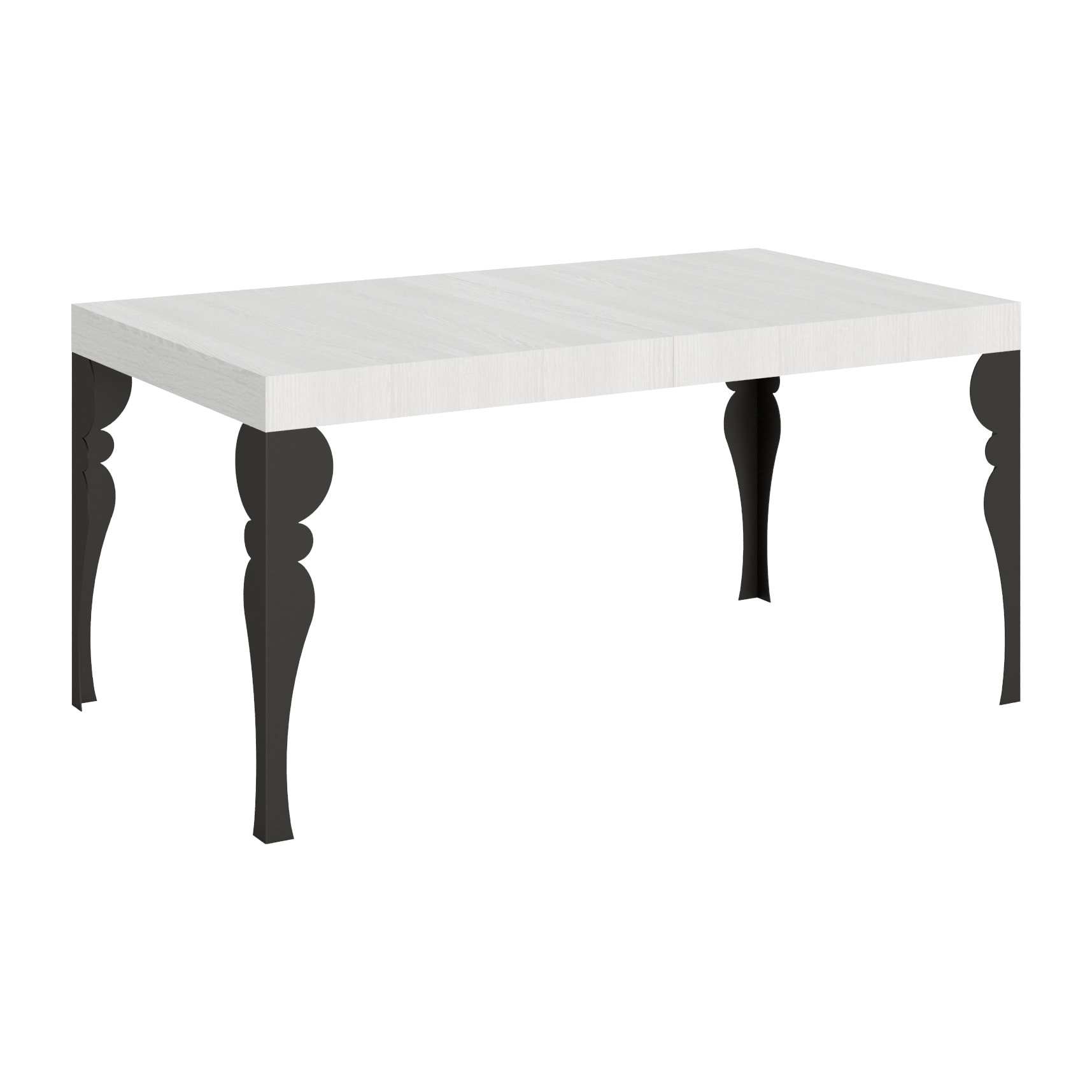 Table extensible 80x160/244 cm Paxon Frêne Blanc cadre Anthracite