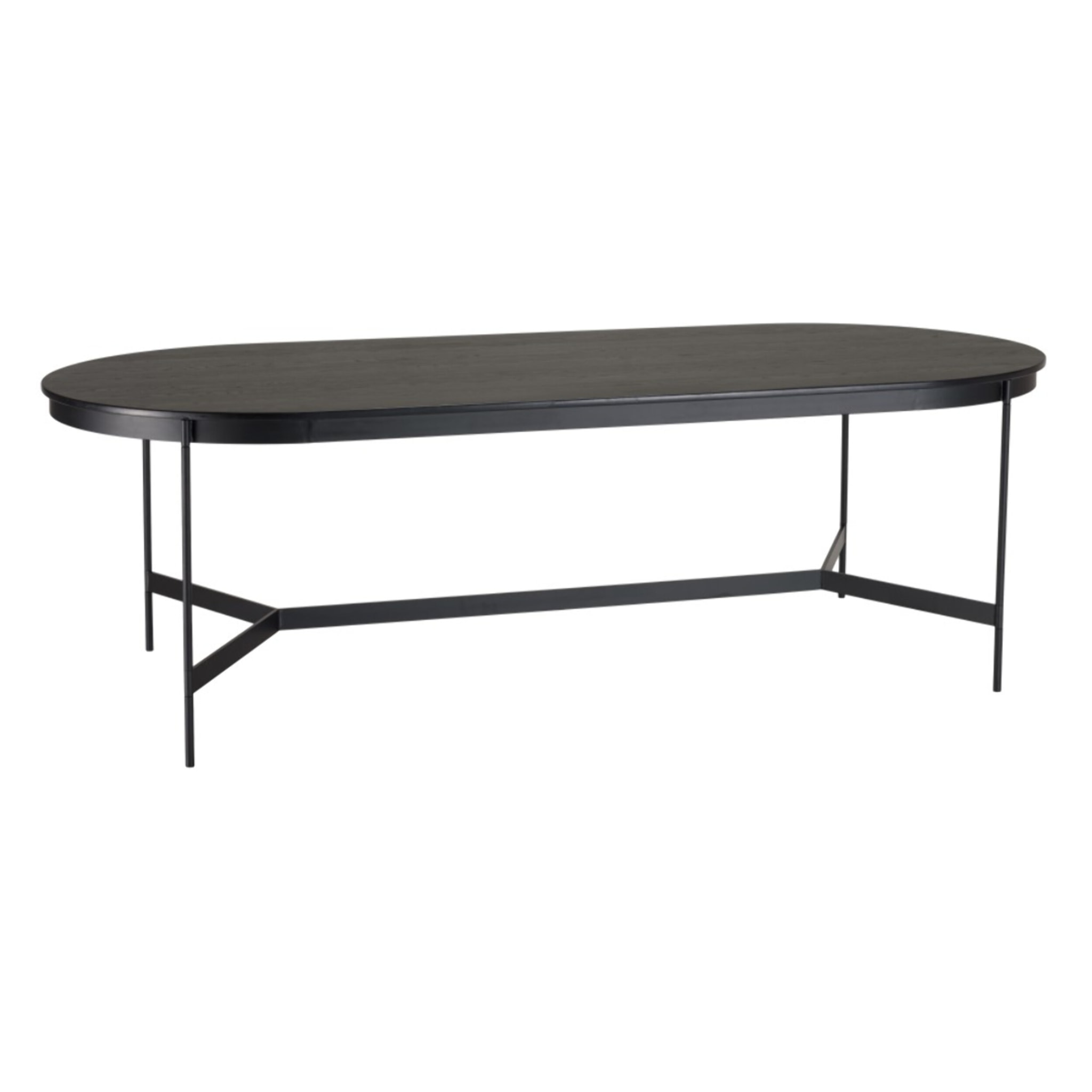 DALY - Table à manger ovale noire 240x104cm piètement métal