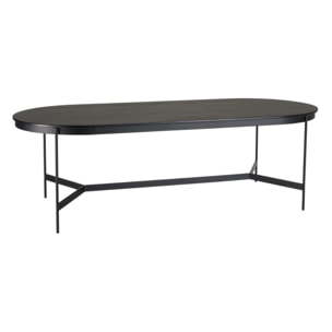 DALY - Table à manger ovale noire 240x104cm piètement métal