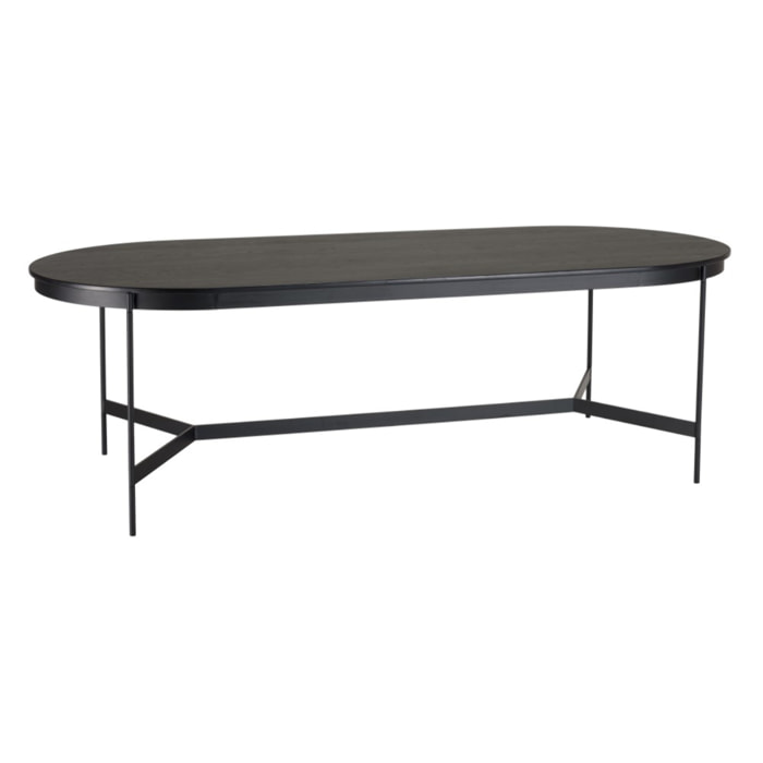 DALY - Table à manger ovale noire 240x104cm piètement métal