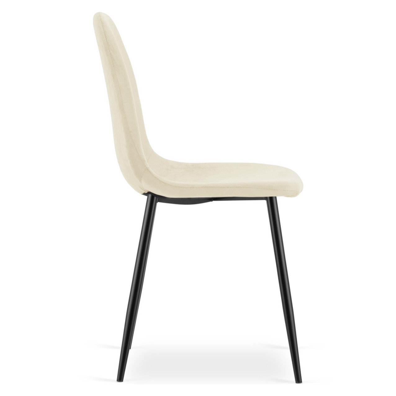 Sedia Padva in velluto beige chiaro con gambe nere