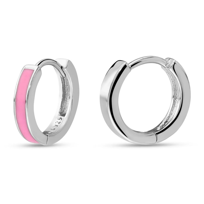 Orecchini a Cerchio Smaltati Rosa in Argento 925