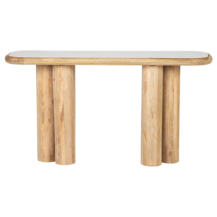 Consola Madera Mango Marmol Telo 140x40x75 Cm